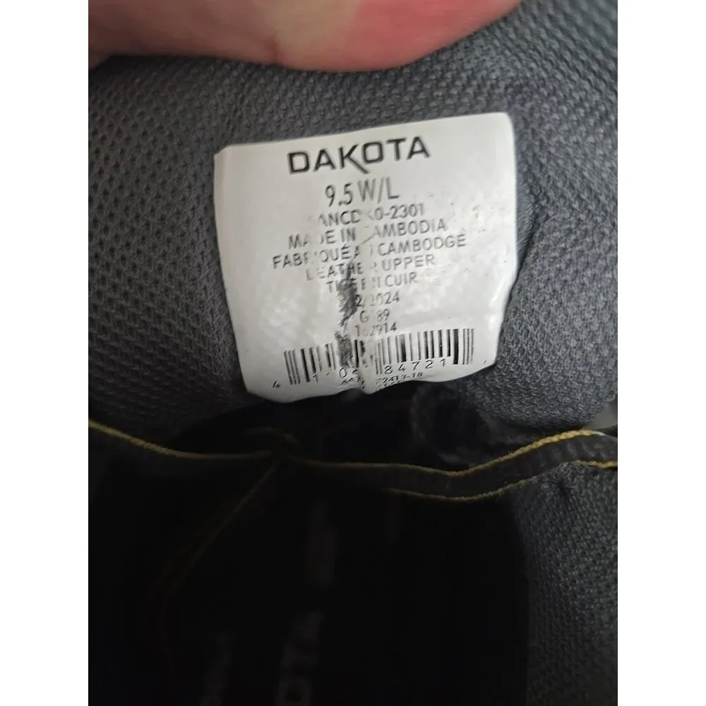 Dakota Men's 6" 2301 Aluminum Toe Comp. Plate WP Work Boots Black Size 9.5W/L - Picture 4 of 8
